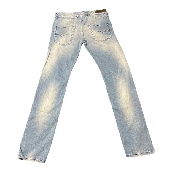 Diesel Belther Jeans Mens 29x32 Light Wash Blue Straight Leg Denim Distressed - Picture 2 of 11